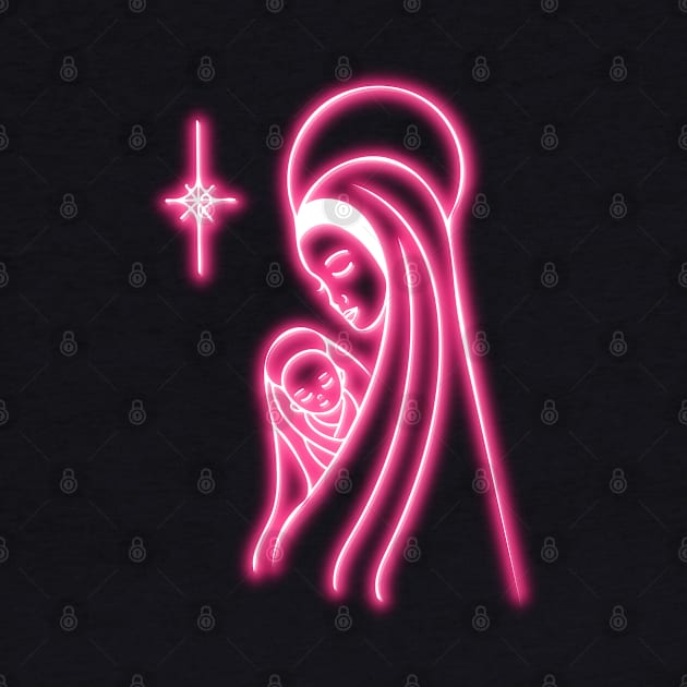 Pink Neon Virgin Mary and Jesus by la chataigne qui vole ⭐⭐⭐⭐⭐